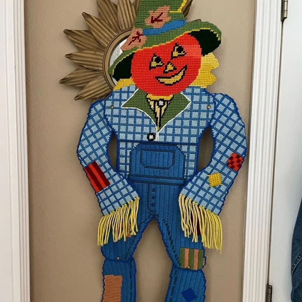 Vintage Fall Harvest Scarecrow Jointed Yarn Hobbyist Piece 3 Feet Long AMAZING!!